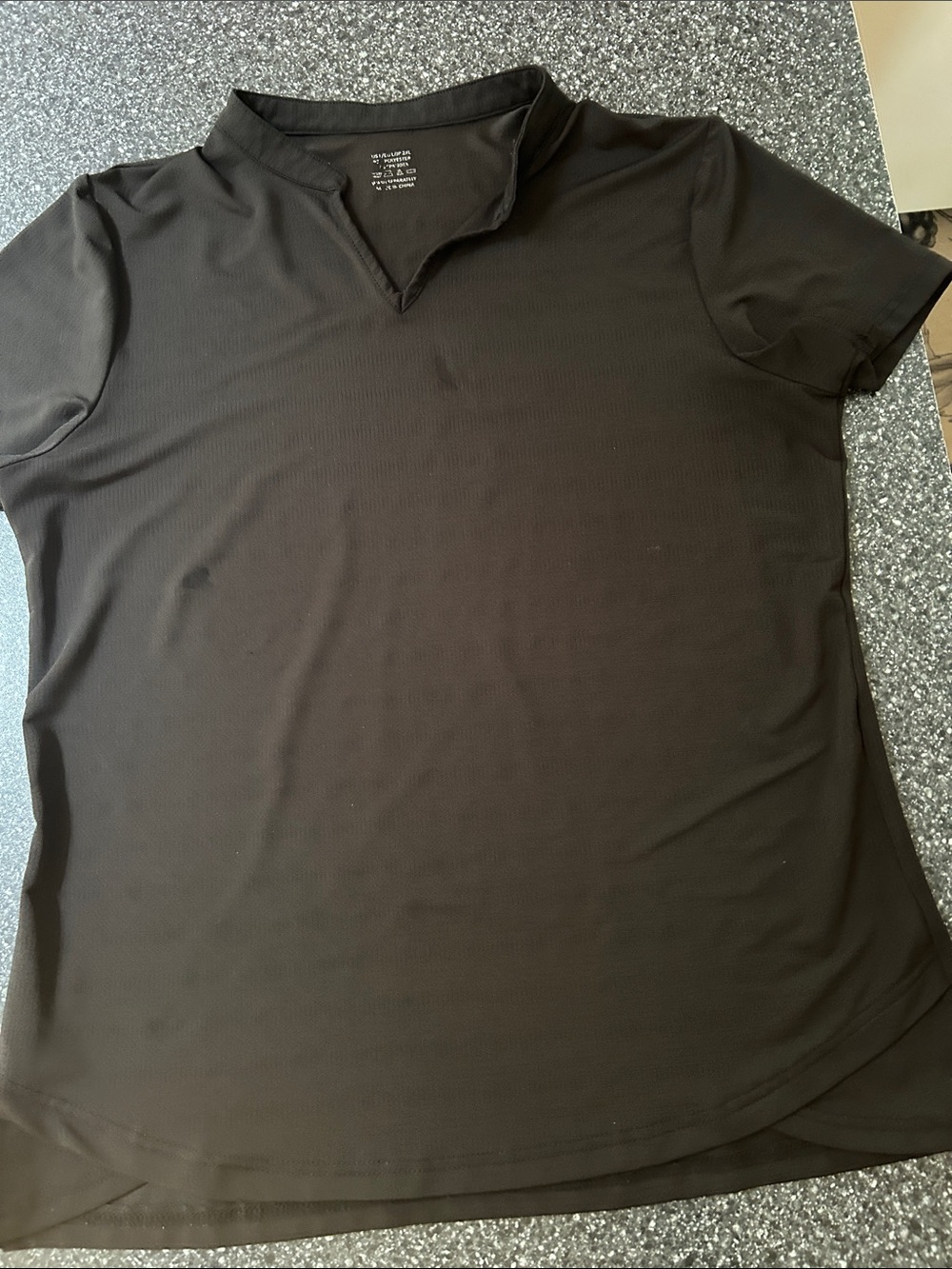 Women’s Tennis/Golf Black Short-Sleeve Knit Shirt with Notch Collar